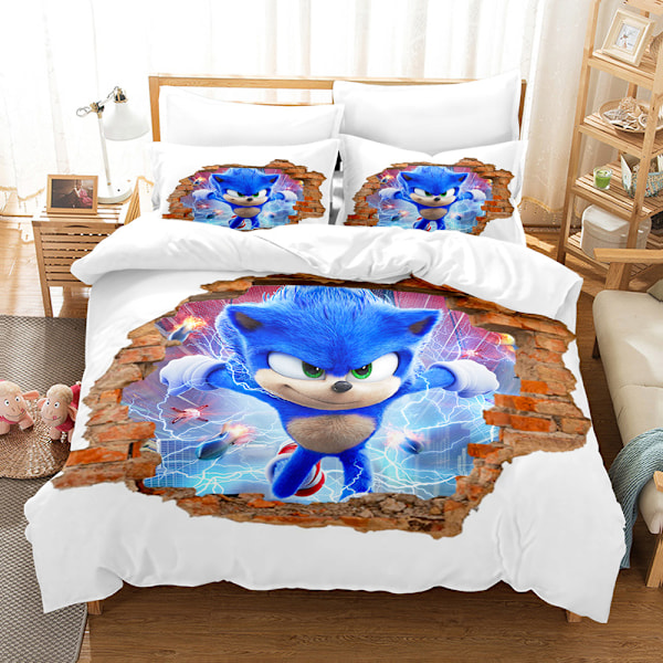 Sonic tecknad anime sängkläder täckeset tredelat 135*200