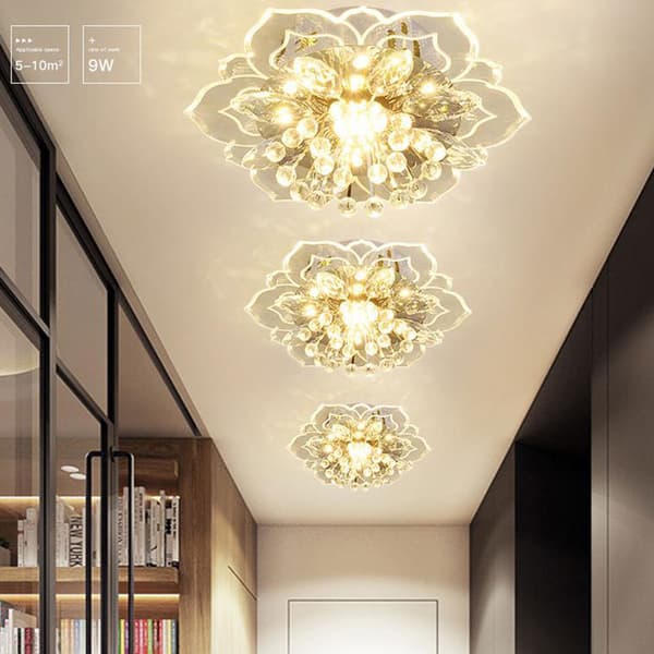 Moderne 9W Krystal LED Loftlampe til Gang, Hvid-FX-
