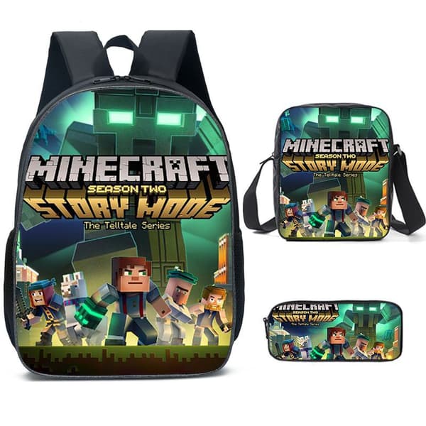 Minecraft Backpack Set with Detachable Lunch Box 3-Piece Set-FX- Q8