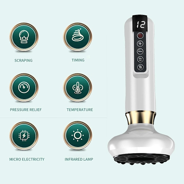 Koppningsset, Gua Sha Massage, Värme- och Tryckavlastning med 12 Inställningar, Smart Bärbar Koppning, Laddningsbar Koppningsmassageapparat