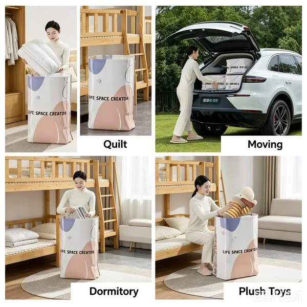 3-pack 3D vacuum storage bags, compression bags without pump for duvets, blankets and clothes-FX- 80 x 100 x 30 cm (3 pieces)