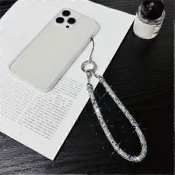 Telefonhåndleddsstropp skinnende rhinestone-dekor håndstropp snor, lengde: 25cmzz-FX-