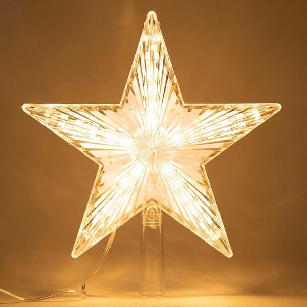 LED Julgransstjärna - Plug-in 5-uddig Belyst Juldekoration