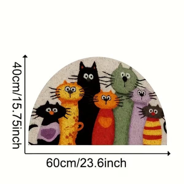 Halvcirkelformad kattdörrmatta 40x60cm Halkfri Polyester Inomhus Utomhus 40x60cm