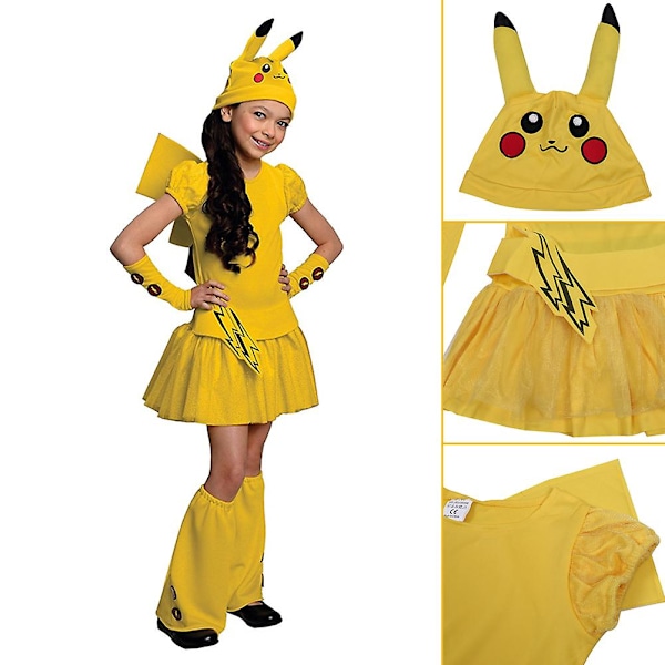 Søtt Pikachu-kostyme for barn gutter jenter Anime-figurer Klassiske kostymer Temafest Rollespill Utkledningskostyme L
