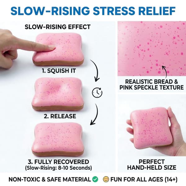 1-pack Butter Bread Squishy - Realistic Scented Sensory Stress Toy, Soft Decompression Toy for Teens and Adults 1 pc Pink-FX- pink