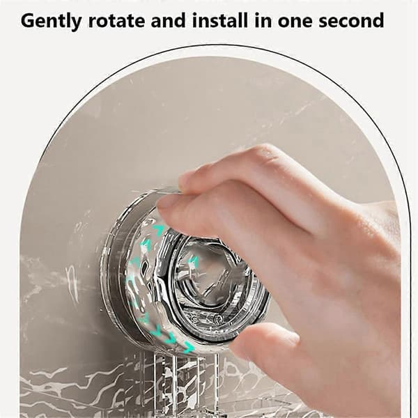 Large Drill-Free Bathroom Shower Shelf Wall Mounted Punch-Free Storage Basket Bathroom Suction Cup Storage Rack-FX-