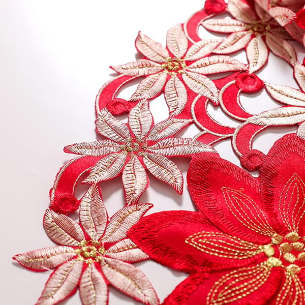 Julebordløper, bordløper, brodert dukkolleksjon for hjemmemiddag Julefest Bryllupsdekor Rød(69,3 x-FX-