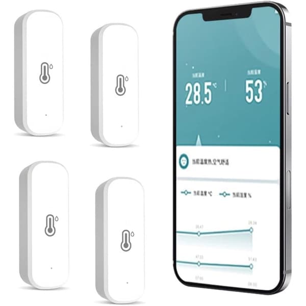 4-pakning trådløs WiFi termometer hygrometer for innendørs/utendørs bruk-FX-