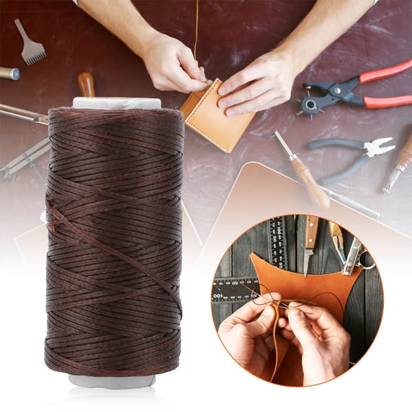 5 ruller vokset tråd 150D manuel DIY håndsygning flad vokset tråd fiber monofilament linje kaffe-FX-