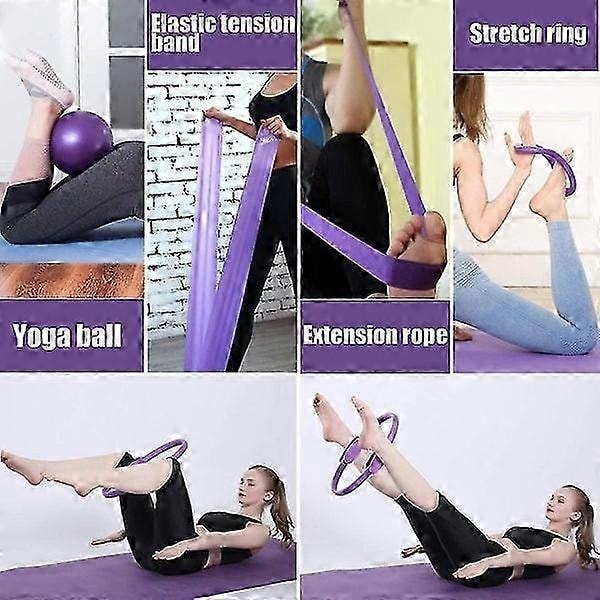 5 kpl Pilates Rengassarja 14 Jooga Fitness Taikapiiri Pilates-varusteet Kaksoiskahva Harjoitusympyrä Kotikäyttöön - Täydellinen-JK- Pink