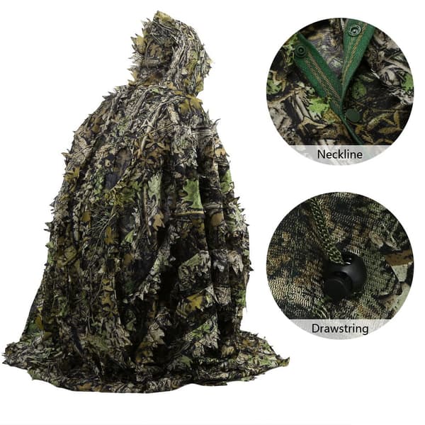 3D Camo Ghillie Poncho för jakt och utomhusmaskering-FX-