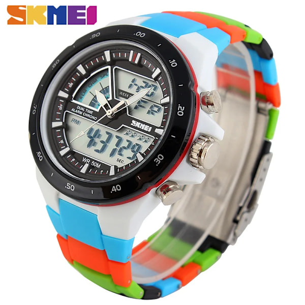 SKMEI Klokker Herr Mode Casual Analog Digital Armbåndsur Alarm 30M Vanntett Mann Militær Chrono Kalender Relogio Masculino Black Red Bezel