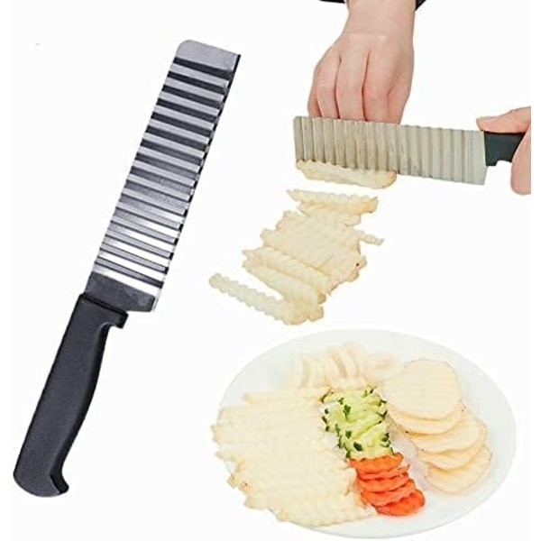 Potatisskärare, Crinkle Cut Chipsskärare Hackare Pommes frites Chips Hack med vågigt köksredskap {EE}