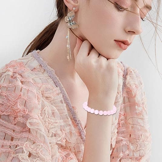 1 STK Krystallsteinarmbånd for kvinner menn Halvedelstenarmbånd 8 mm runde perler Elastisk perlearmbånd Smykker-FX-