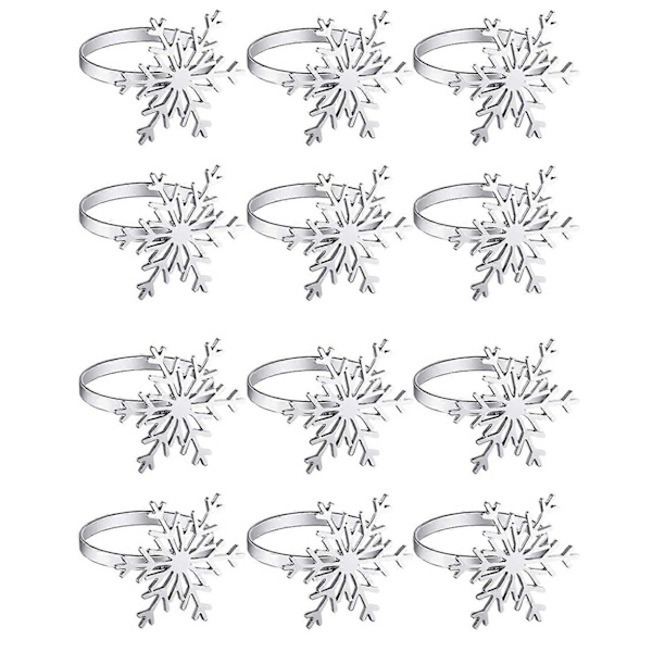12-pack snöflinga servettringar för julbordsdekoration-FX-