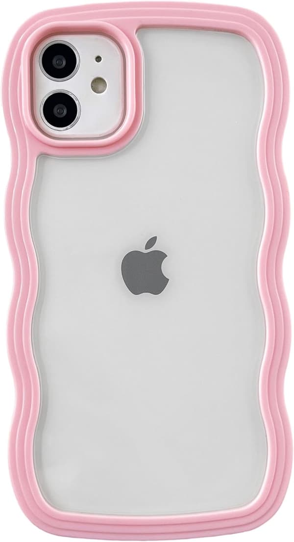 Sött vågigt mönster stötsäkert mjukt kompatibelt iPhone skyddsfodral (rosa, iPhone 11)-FX-