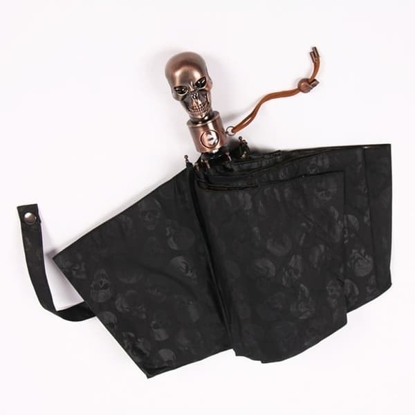 105CM 3-fold Creative Skull Håndtak Automatisk Stor Paraply-FX-