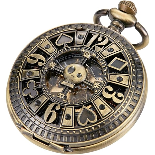 Vintage Unik Ihålig Mekanisk Steampunk-klocka med Kedja