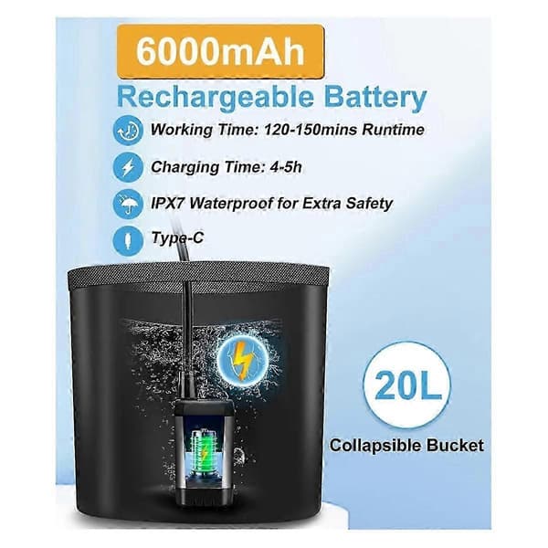 Bærbar oppladbar campingdusj med 6000mAh batteri-FX-