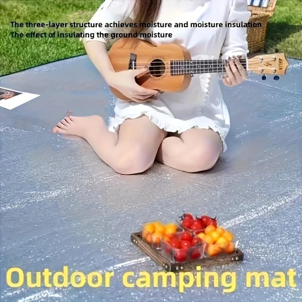 Sammenleggbar Campingmatte 200x100cm Perlebomull Piknikteppe Bærbar Utendørs 200x100cm