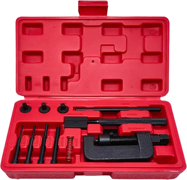 13PCS Chain Breaker Tool Kit with Rivet and Roller Chain Link Removal Tool, Heavy Duty Chain Breaker for Motorcycle, Bicycle-FX-