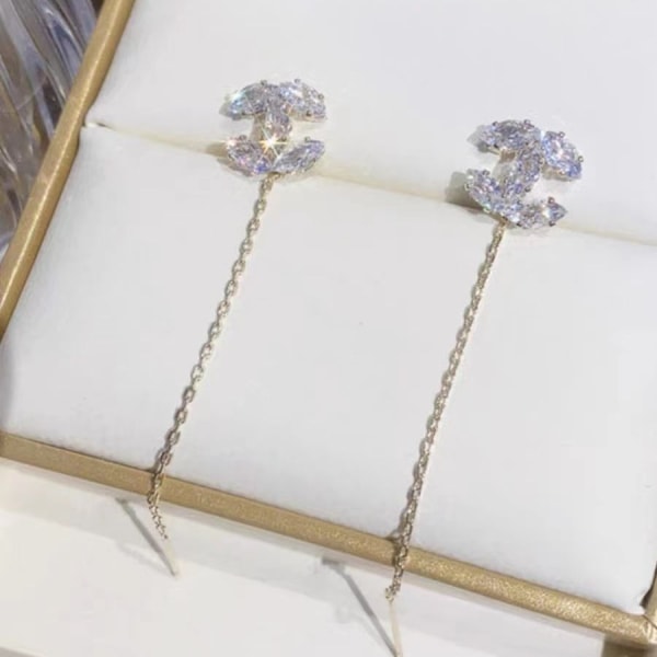 C-bogstavsøreringe Diamant Perleøreringe Cc Klassiske Øreringe Gaver Style 2