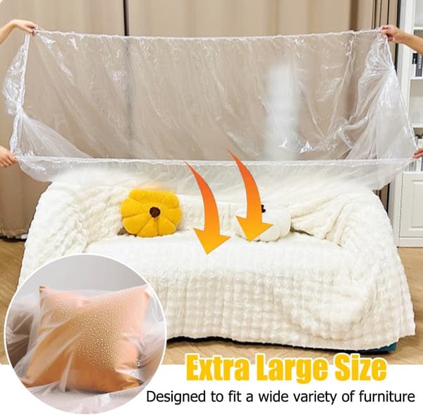 5/10/20-pak Engangsbeskyttelse til møbler med elastik – Ekstra stor sofa, lænestol, klar flyttepose til seng, spisebord, tv-møbel - 240x310cm-FX- 5-Pack