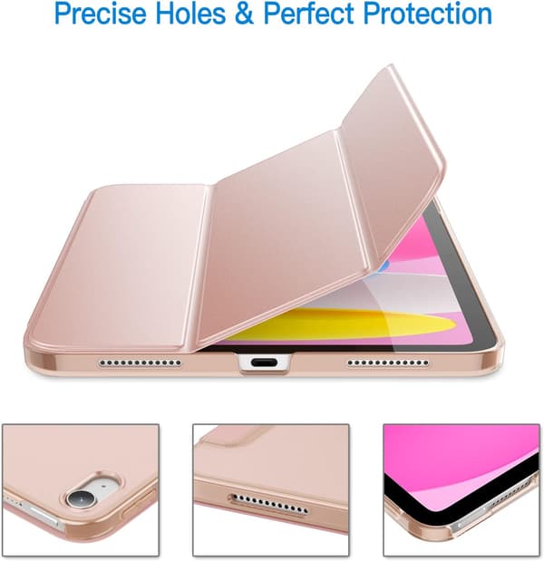Slankt stativdeksel til iPad 11./10. generasjon (2025/2022) - Rosegull hardt bakdeksel-FX-