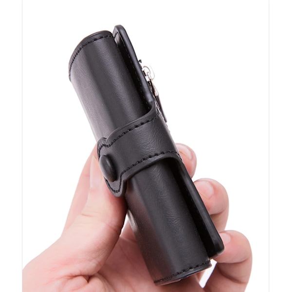 Pop-up RFID svart plånbok ID-fodral Herr RFID-knapp Kreditkortshållare Högkvalitativ metall aluminium automatisk myntväska Black
