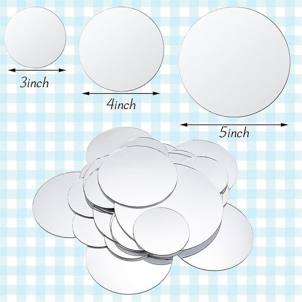 40 Pcs Mini Round Mirrors Small Round Mirrors Self-Adhesive Mirrors Round Craft Mirrors for Crafts (LGL)-FX- As Shown