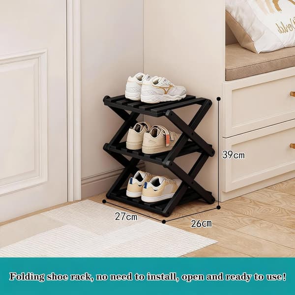 Foldable Shoe Rack, Small Narrow Shoe Rack, Bamboo Foldable Narrow Shoe Rack, Suitable for Dormitory, Rental Apartment, Balcony White-FX- White 4-Tier
