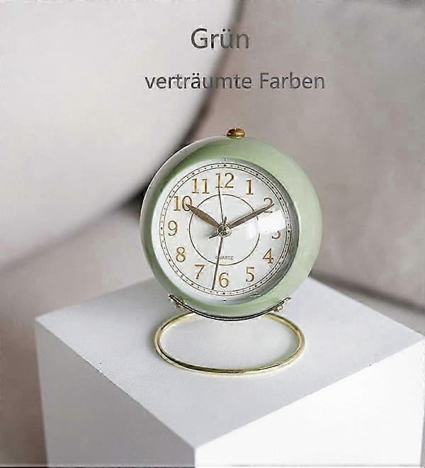 Compact Silent Alarm Clock, Traditional Analog Quartz Desk Clock with Loud Alarm and Backlight-FX-