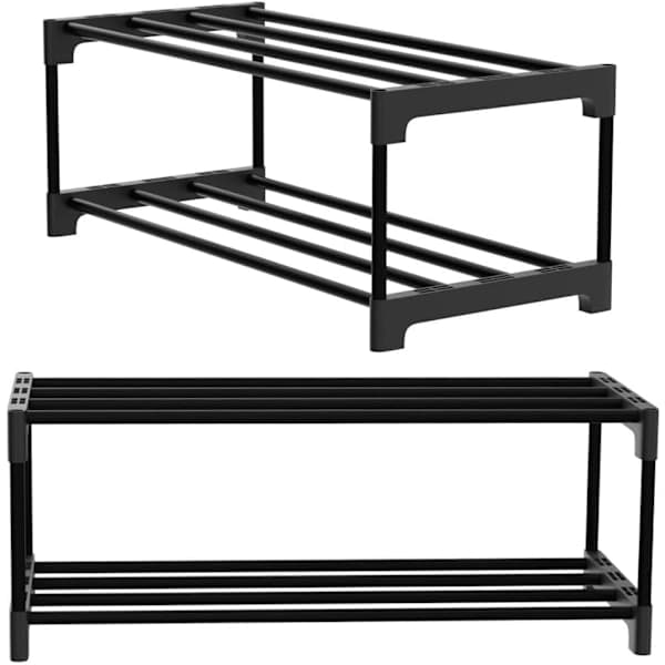 2-Tier Shoe Rack, Small Narrow Shoe Rack, Anti-Rust Coating, Suitable for Dorms, Apartments, Balconies, Stackable Narrow Shoe Rack-FX-