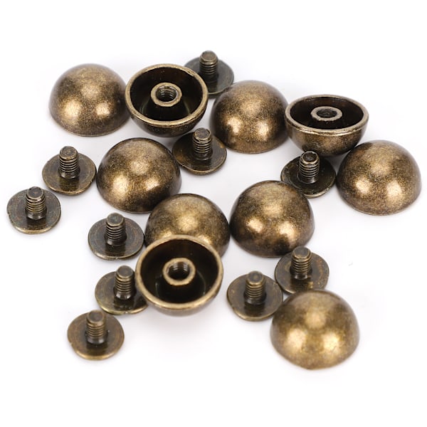 Bronsfärgade kupolnitar - 30 set - 12MM - Läderdekoration 0.1