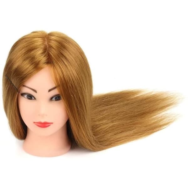 (brun) Neverland Beauty 60cm Øvelseshode Stylinghode Kosmetologi Øvelsesdukke 60% Ekte Hår + Holder &-FX-