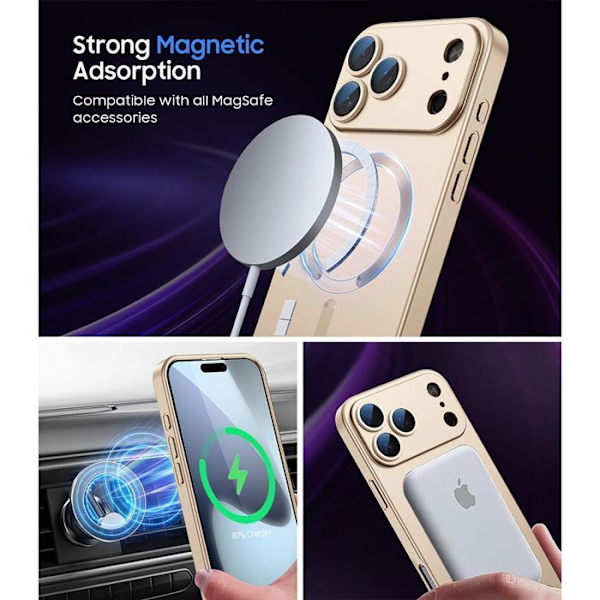 Slankt silikon iPhone 17 Pro-deksel med gull magnetisk ring-FX-