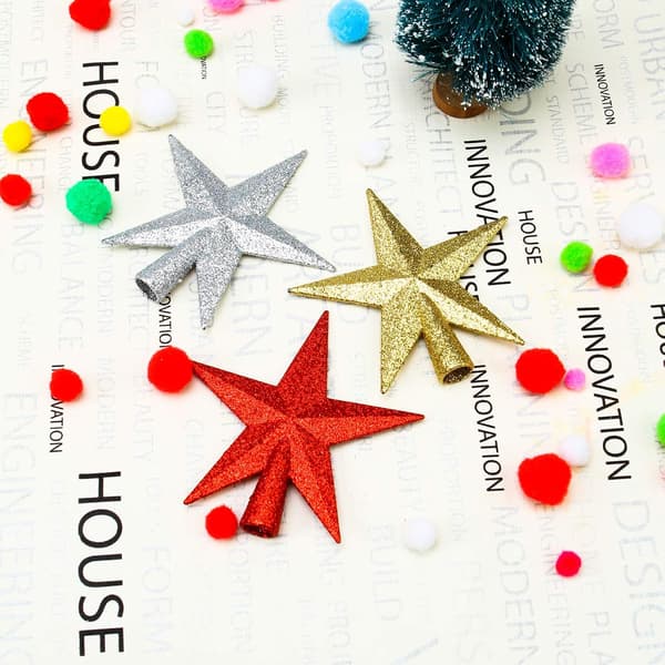 3-pack 10 cm glitter minitoppstjärna för små juldekorationer-FX-