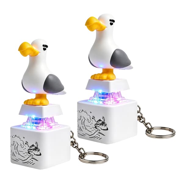 Seagull Button Keychain Birds Luminous Electronic Keychain Fun Fidgets Desk Toy-FX- 2pcs