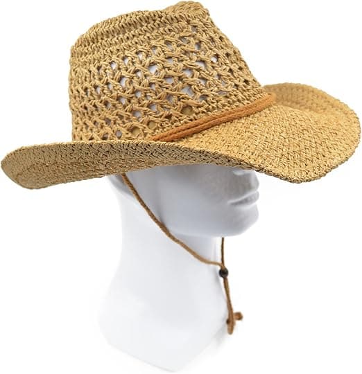 Voksen Solstråhatt Western Cowboyhatt Khaki-FX-