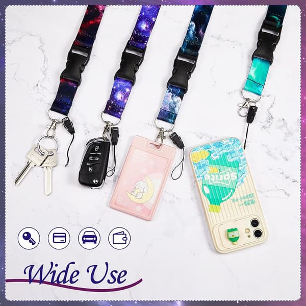 4-pack Starry Sky Lanyards with Colorful Detachable Badges, N-FX-
