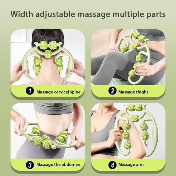 Massage Relax Circular Leg Clamp 9-Wheel Muscle Roller Deep Tissue Massage For Leg Arm Massager-FX- Sky blue