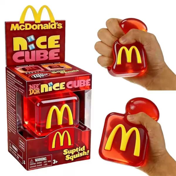Schylling Needoh Nice Cube sensorisk legetøj, stresslindrende blok, klem, lindre stress, puslespil og slip-FX- Red McDonald's