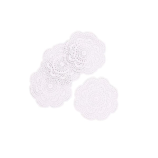 4 kpl 22 cm virkattuja pyöreitä pitsiliinoja käsintehtyjä tabletteja puuvillavirkattuja lasinalusia (valkoinen) 【HY】