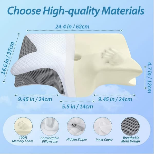 Søvnapnépude, cervikal pude (til behandling af søvnapné), højkvalitets memory foam-pude (til lindring af nakkesmerter), ergonomisk pude-FX-