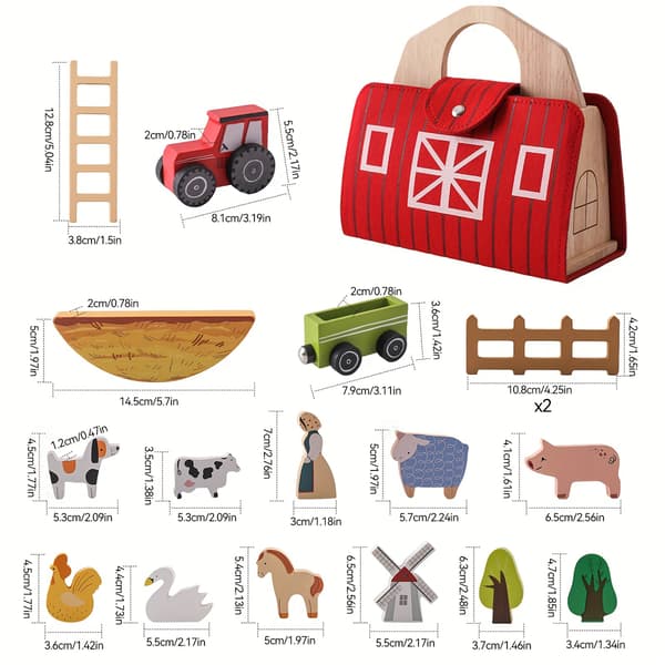 Christmas Toy for Babies: Wooden Farm Animal Block House, Fun Stacking for Early Cognitive Development-FX-