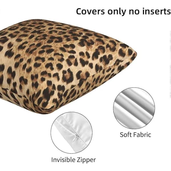 Leopard Pudebetræk 45x45 cm Sofapudebetræk Sæt med 2 Moderne Dekorative Firkantede Pyntepuder til Hjem Stue Soveværelse Sengepude O-FX-