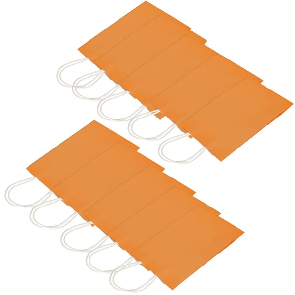10 stk. bærbar gavepose i kraftpapir, tilbehør til shopping, bursdagsfester 15 x 8 x 21 cm Oransje-FX-