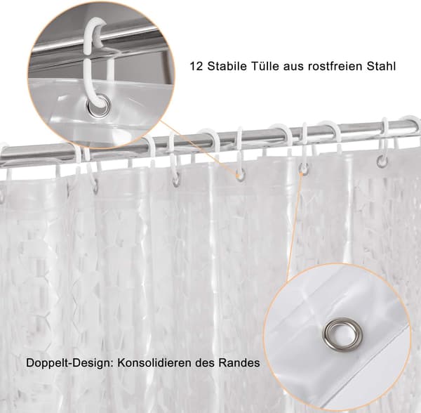 Transparent duschdraperi med viktmagnet undertill