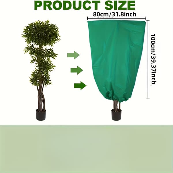 Frostbeskyttelse for planter med glidelås og snøring for utendørs trær og busker 80x100cm-4pcs Green